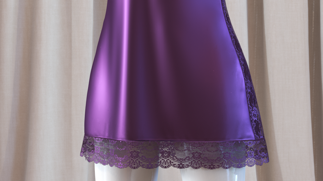 3D Women Sleepwear Satin Lace Purple model