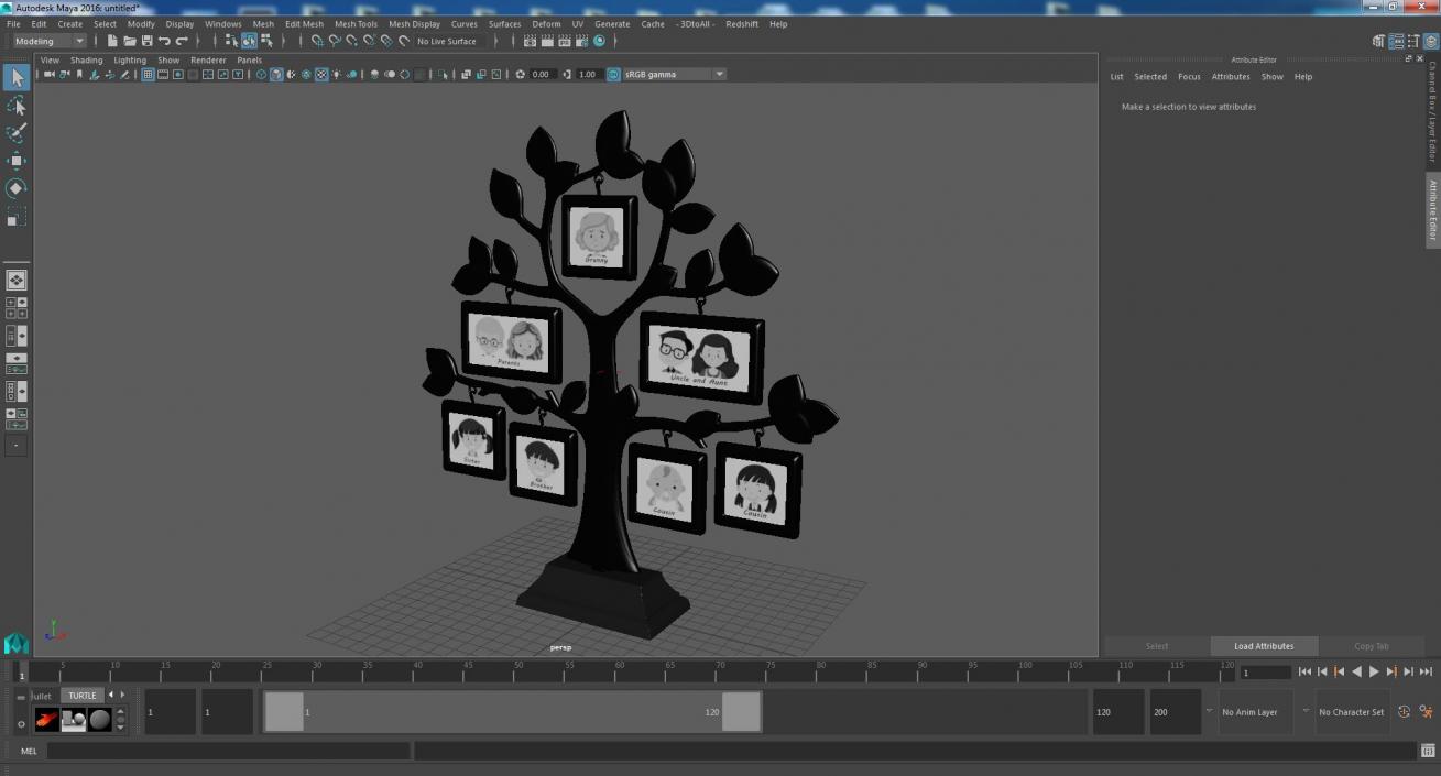 Silver Family Tree Picture Frame 3D