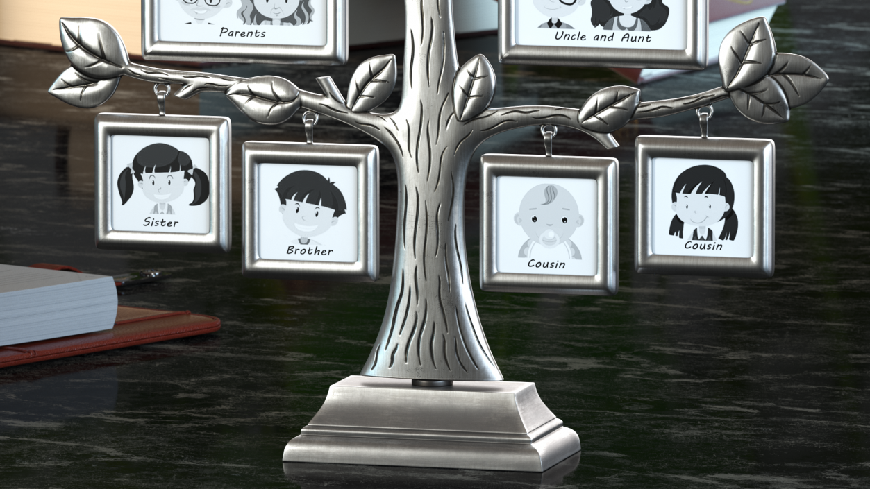 Silver Family Tree Picture Frame 3D