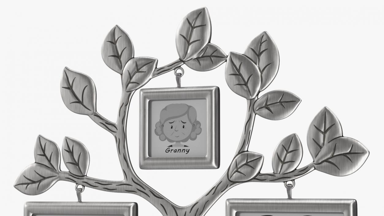 Silver Family Tree Picture Frame 3D