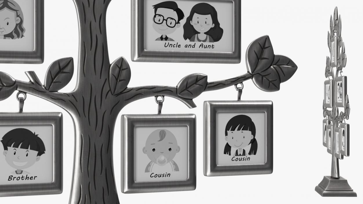 Silver Family Tree Picture Frame 3D