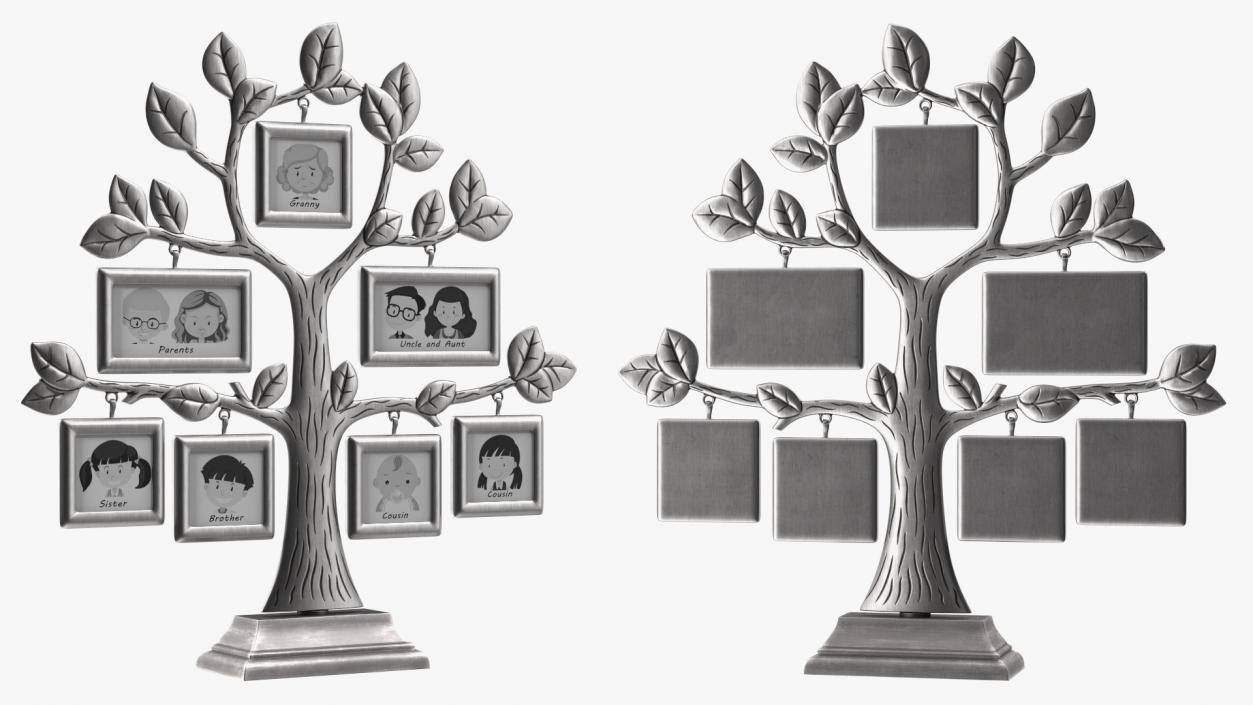 Silver Family Tree Picture Frame 3D