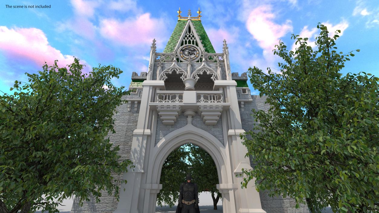 3D Castle Entrance with Clock