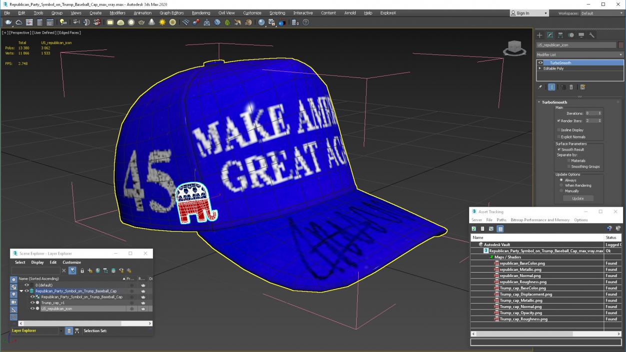 3D model Republican Party Symbol on Trump Baseball Cap