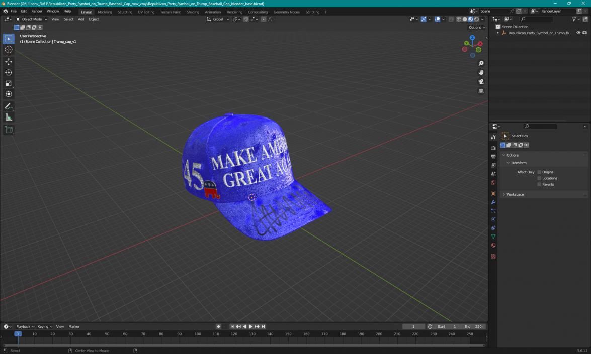 3D model Republican Party Symbol on Trump Baseball Cap