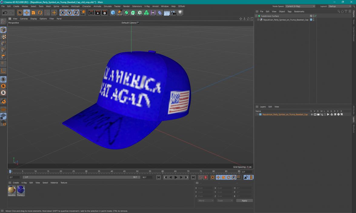 3D model Republican Party Symbol on Trump Baseball Cap