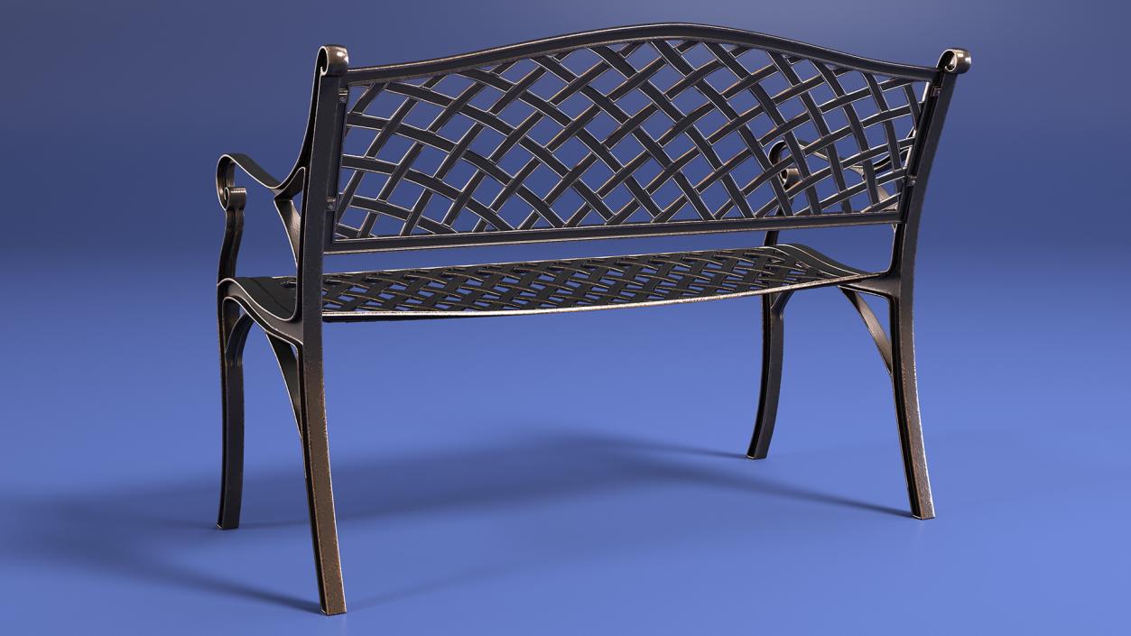 3D Outdoor Patio Garden Bench Bronze model