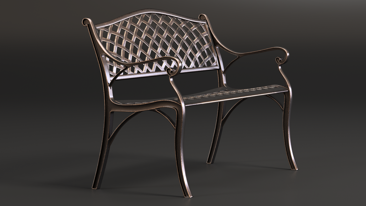 3D Outdoor Patio Garden Bench Bronze model