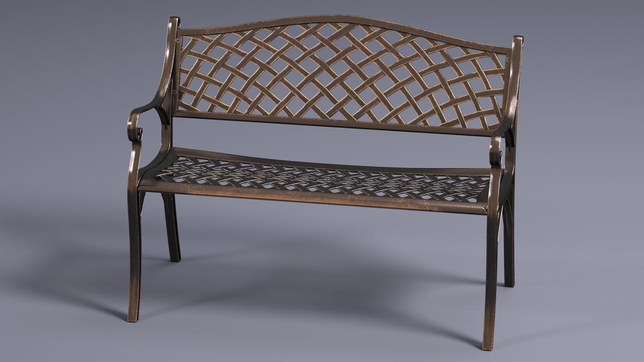 3D Outdoor Patio Garden Bench Bronze model