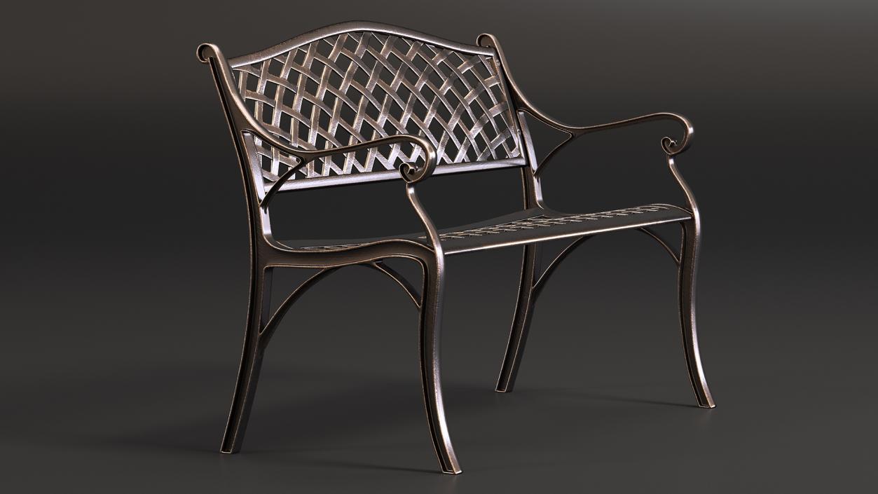 3D Outdoor Patio Garden Bench Bronze model