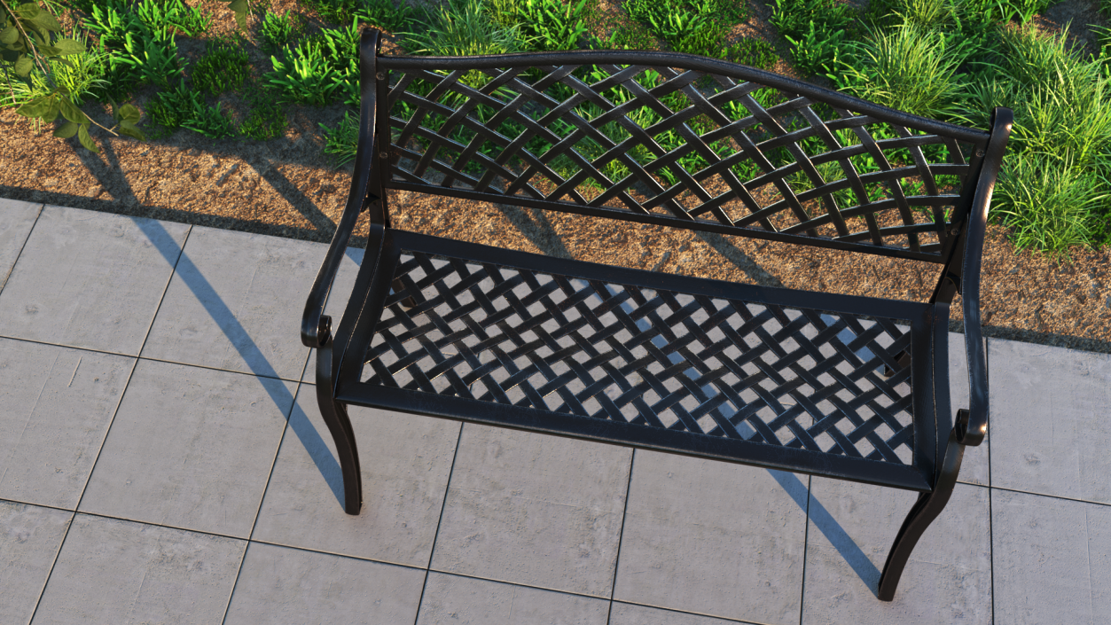 3D Outdoor Patio Garden Bench Bronze model