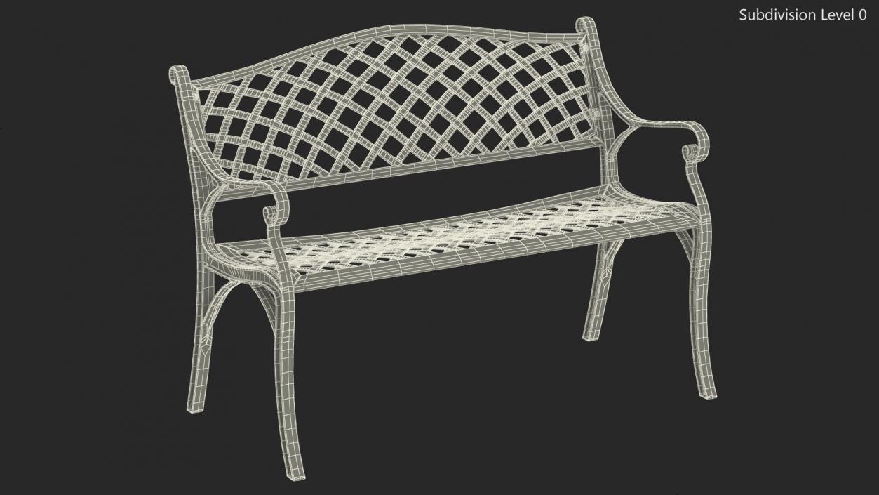 3D Outdoor Patio Garden Bench Bronze model