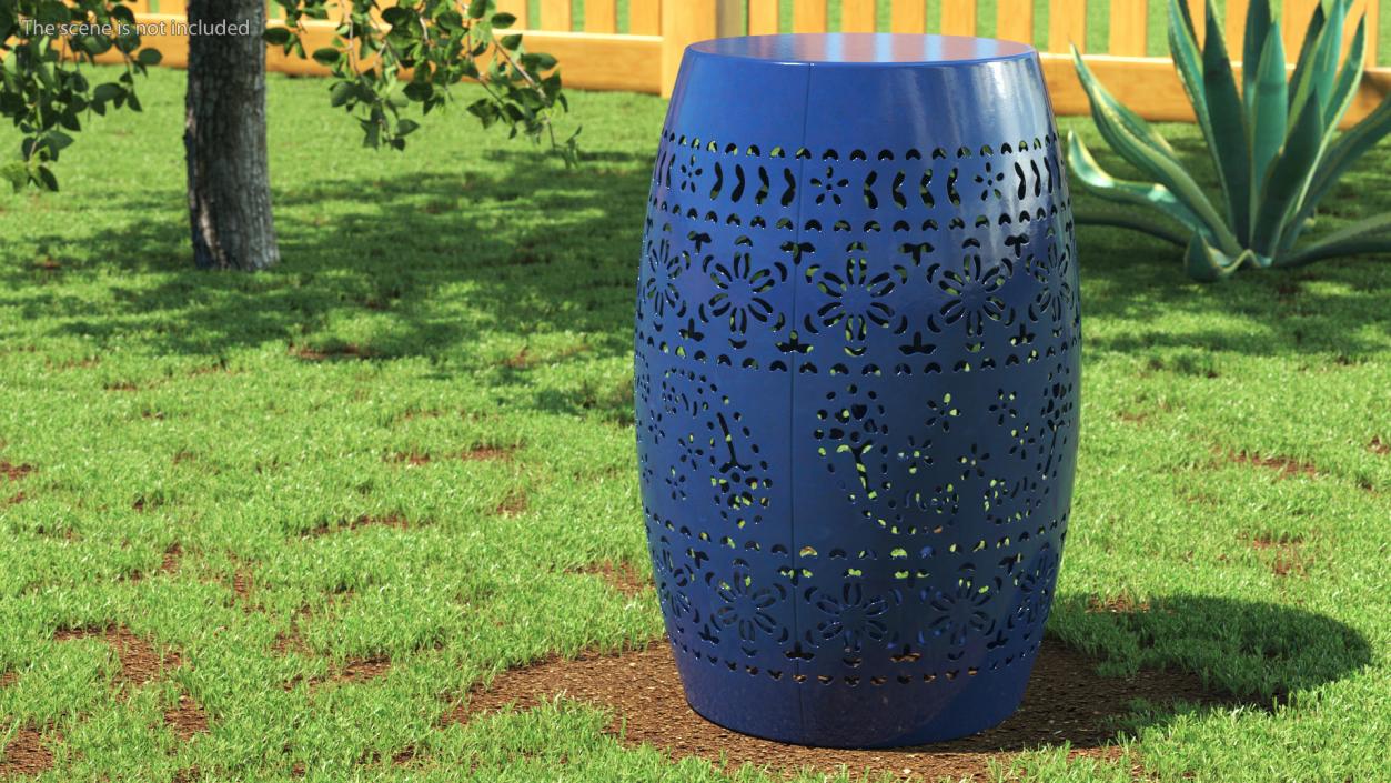 3D Garden Metal Drum Table Blue model