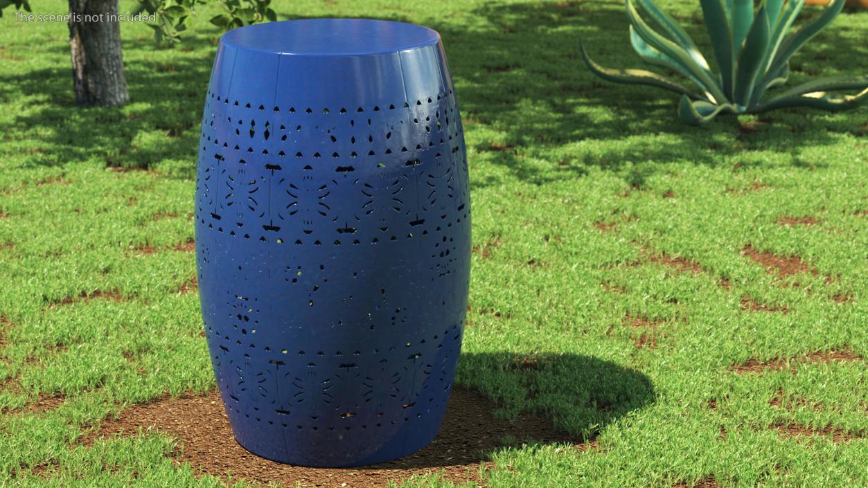 3D Garden Metal Drum Table Blue model