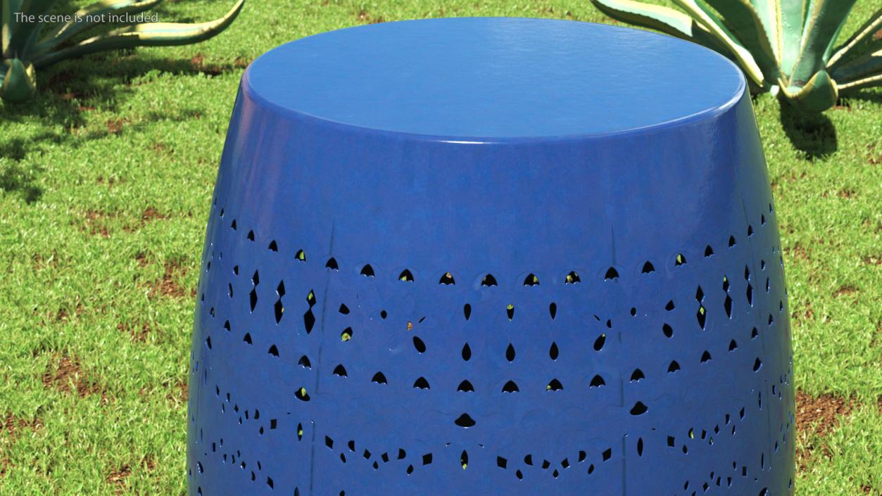 3D Garden Metal Drum Table Blue model