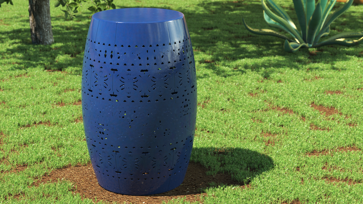 3D Garden Metal Drum Table Blue model