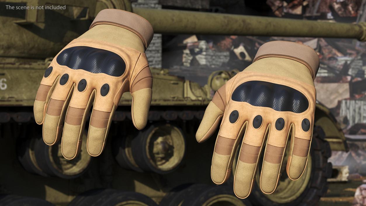 Airsoft Gloves Brown Fur 3D model