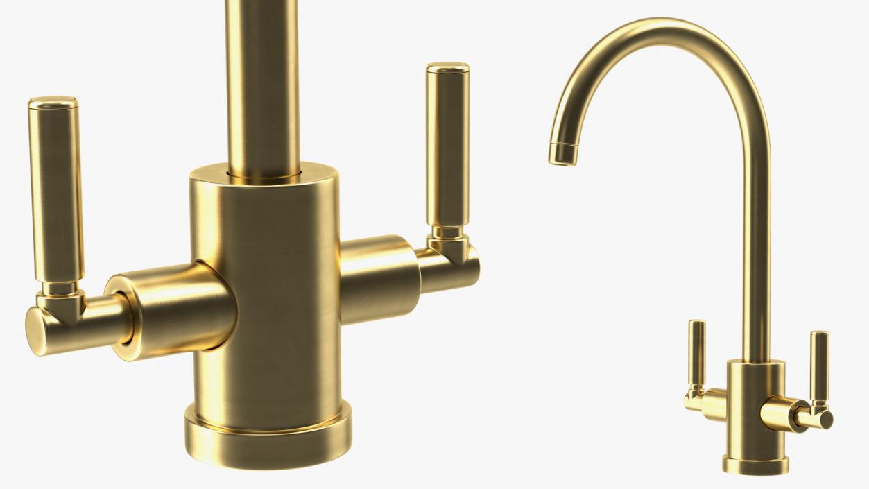 Monobloc Kitchen Tap Brushed Brass 3D model