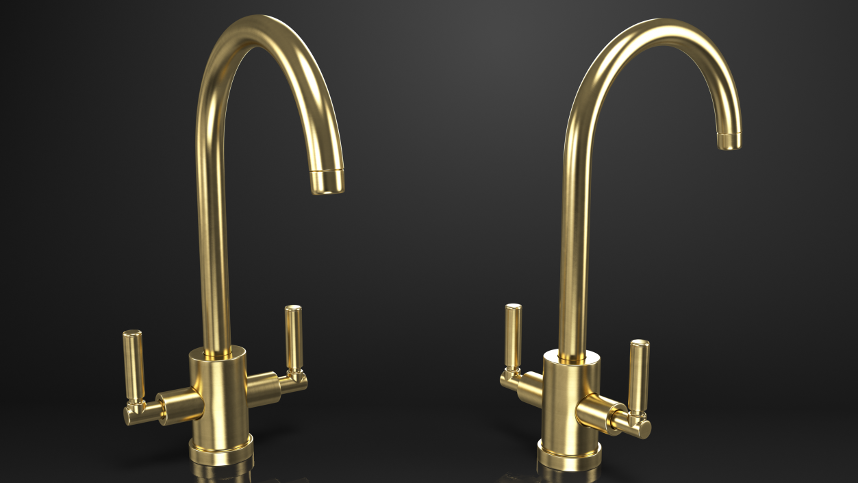 Monobloc Kitchen Tap Brushed Brass 3D model