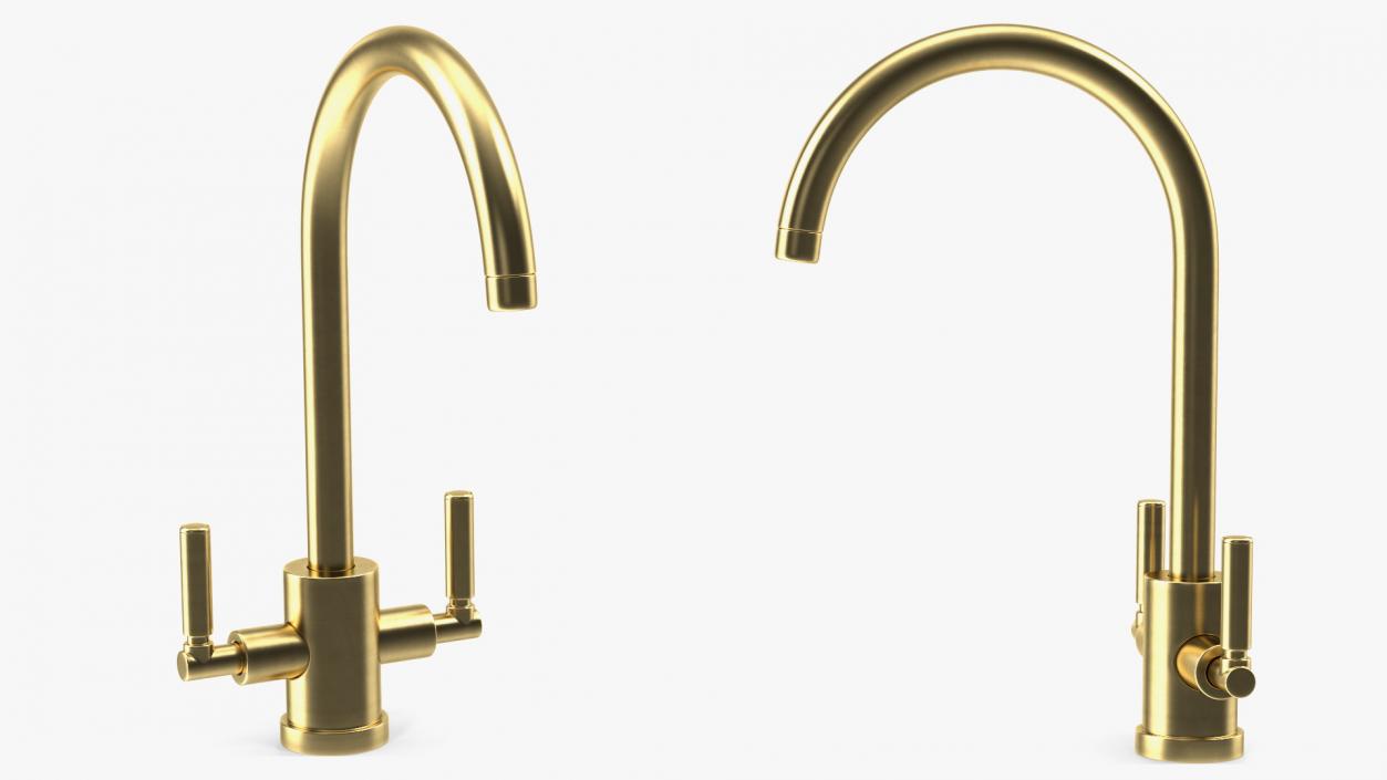 Monobloc Kitchen Tap Brushed Brass 3D model