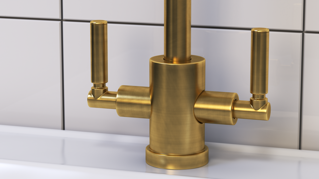 Monobloc Kitchen Tap Brushed Brass 3D model