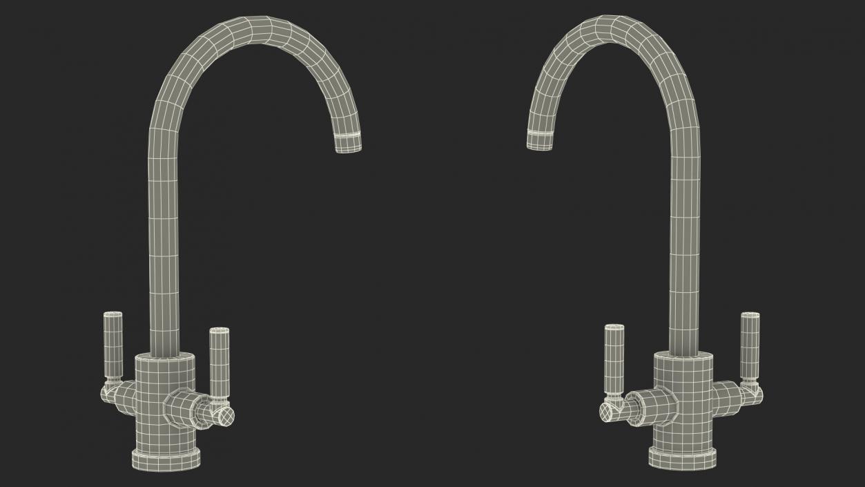 Monobloc Kitchen Tap Brushed Brass 3D model