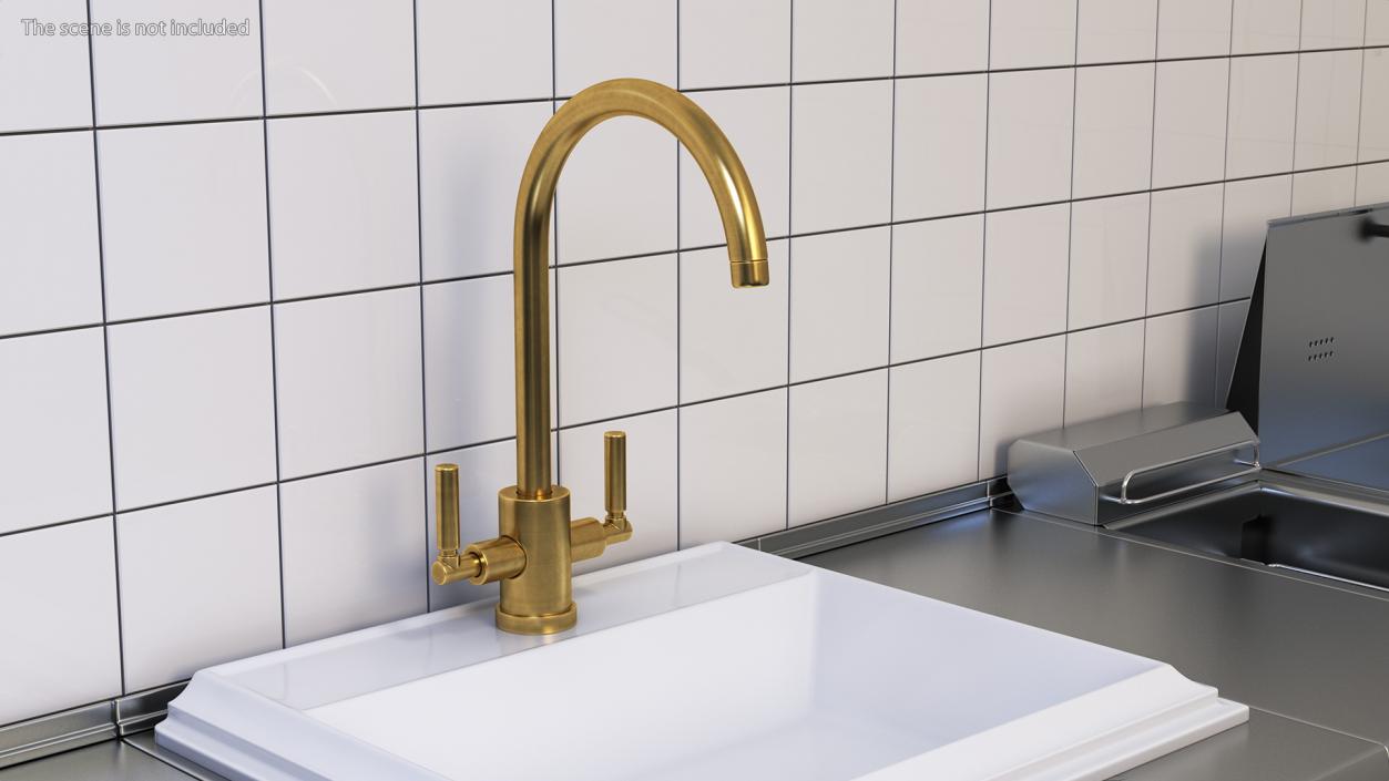 Monobloc Kitchen Tap Brushed Brass 3D model