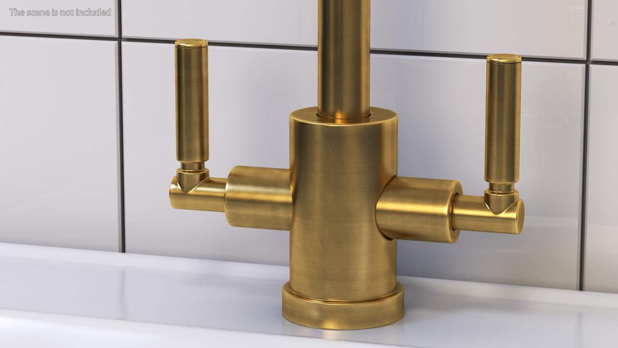 Monobloc Kitchen Tap Brushed Brass 3D model