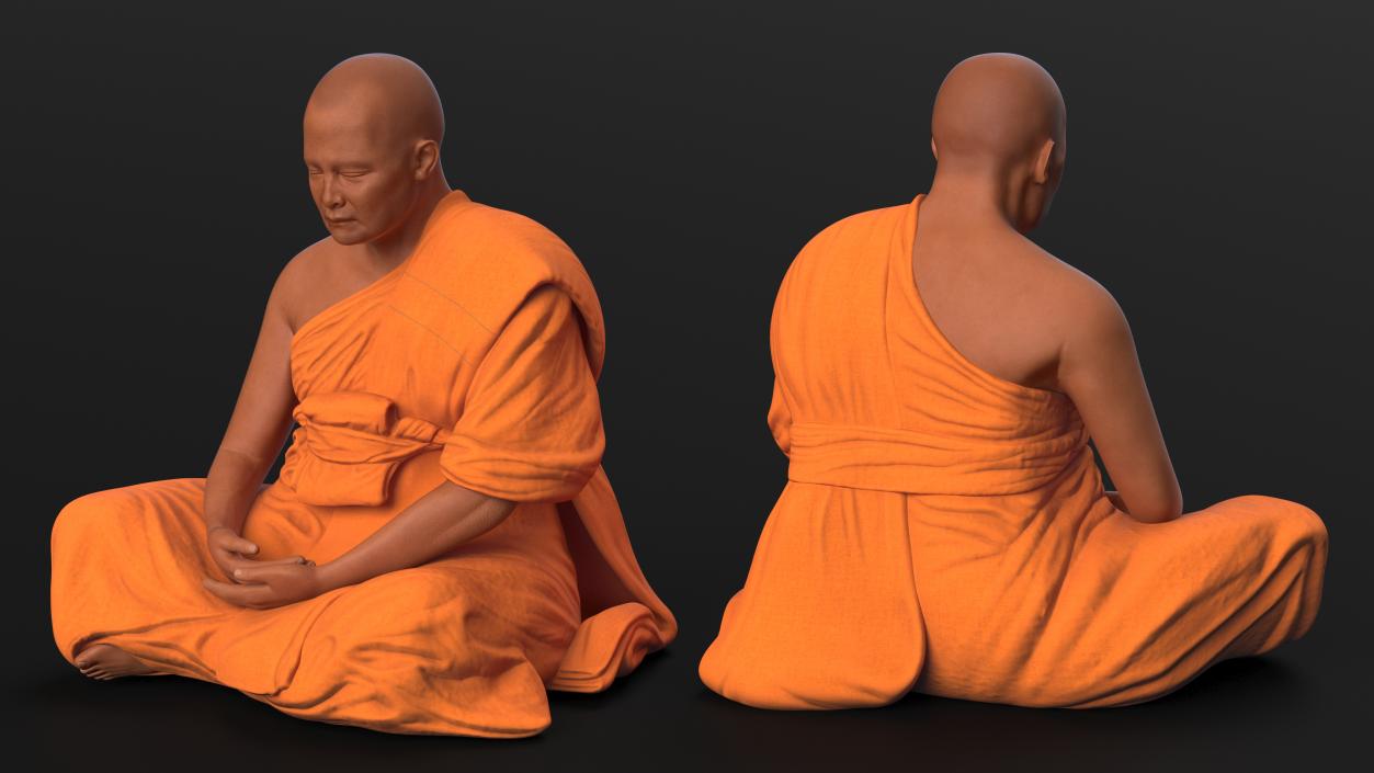 3D model Buddhist Monk with Prayer Wheels Collection 2