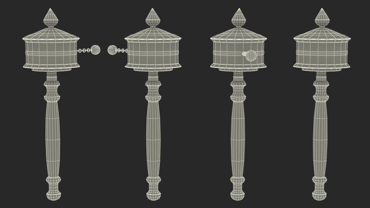 3D model Buddhist Monk with Prayer Wheels Collection 2