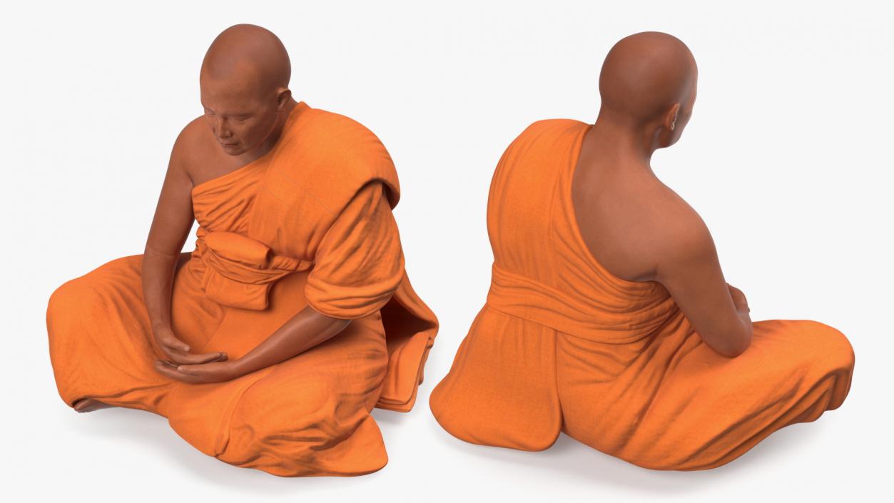 3D model Buddhist Monk with Prayer Wheels Collection 2