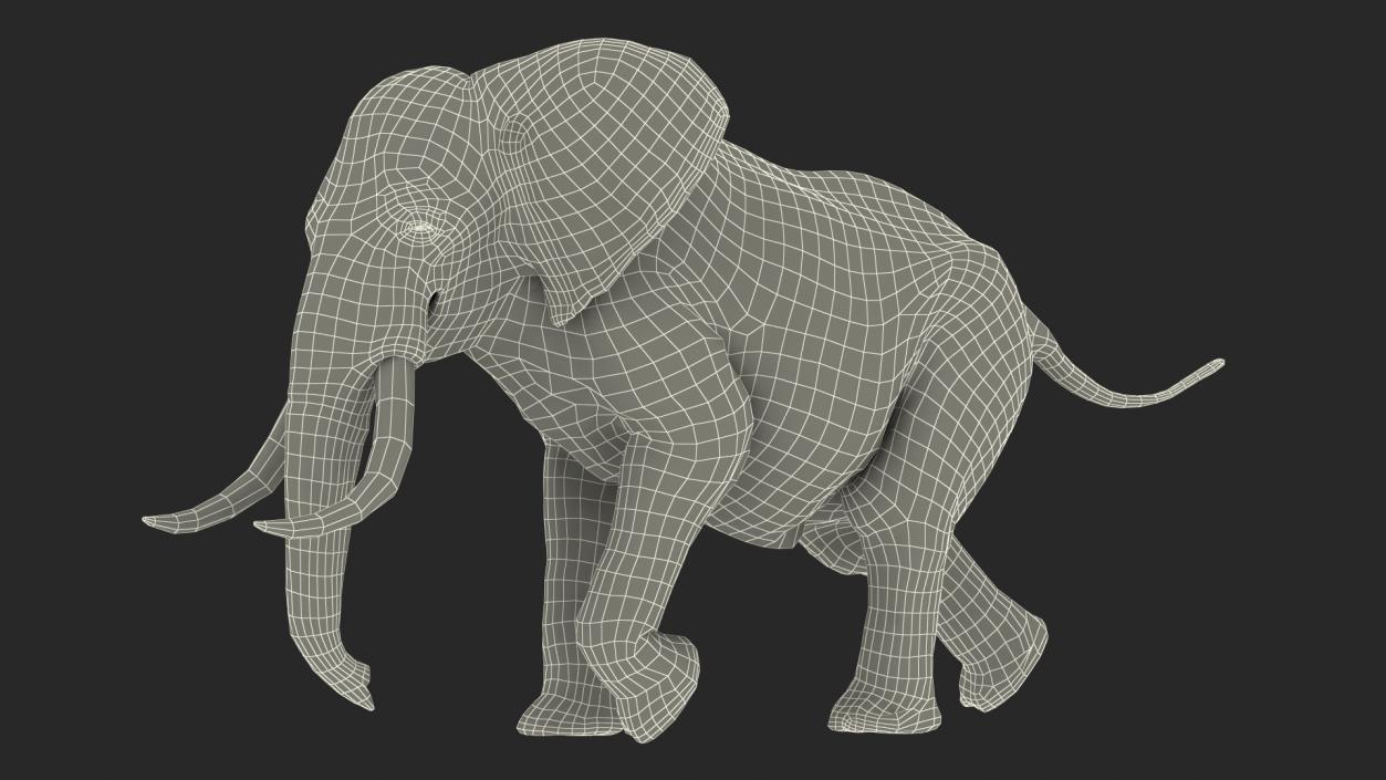 3D Animated Elephant Running Fur Rigged