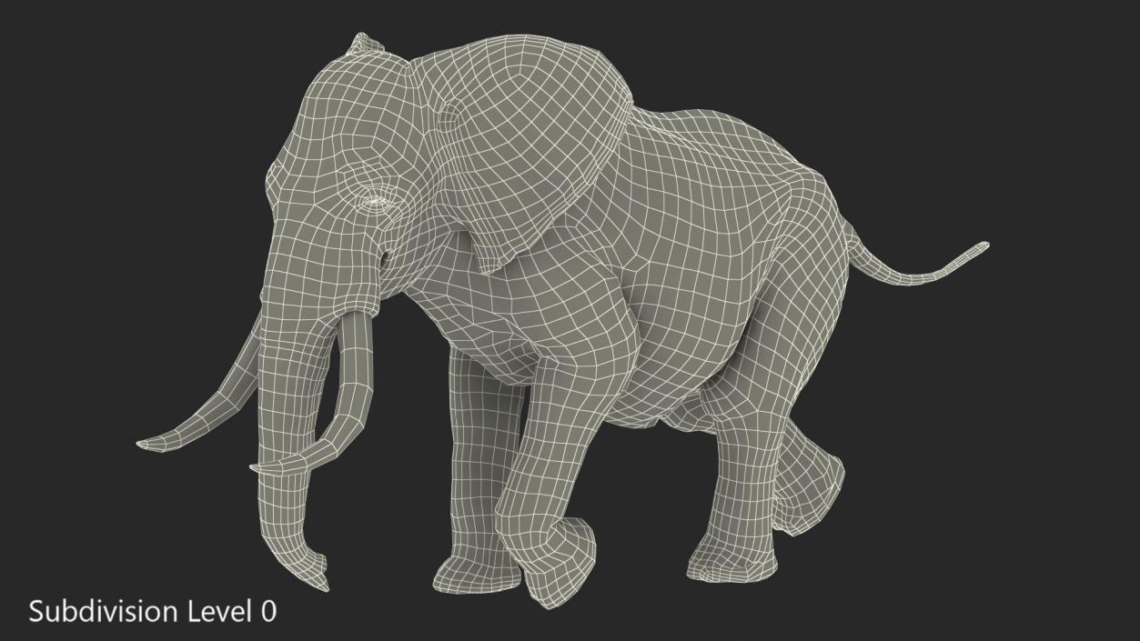 3D Animated Elephant Running Fur Rigged