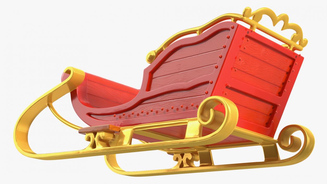 3D Santa Claus Sleigh with Deer Standing Fur