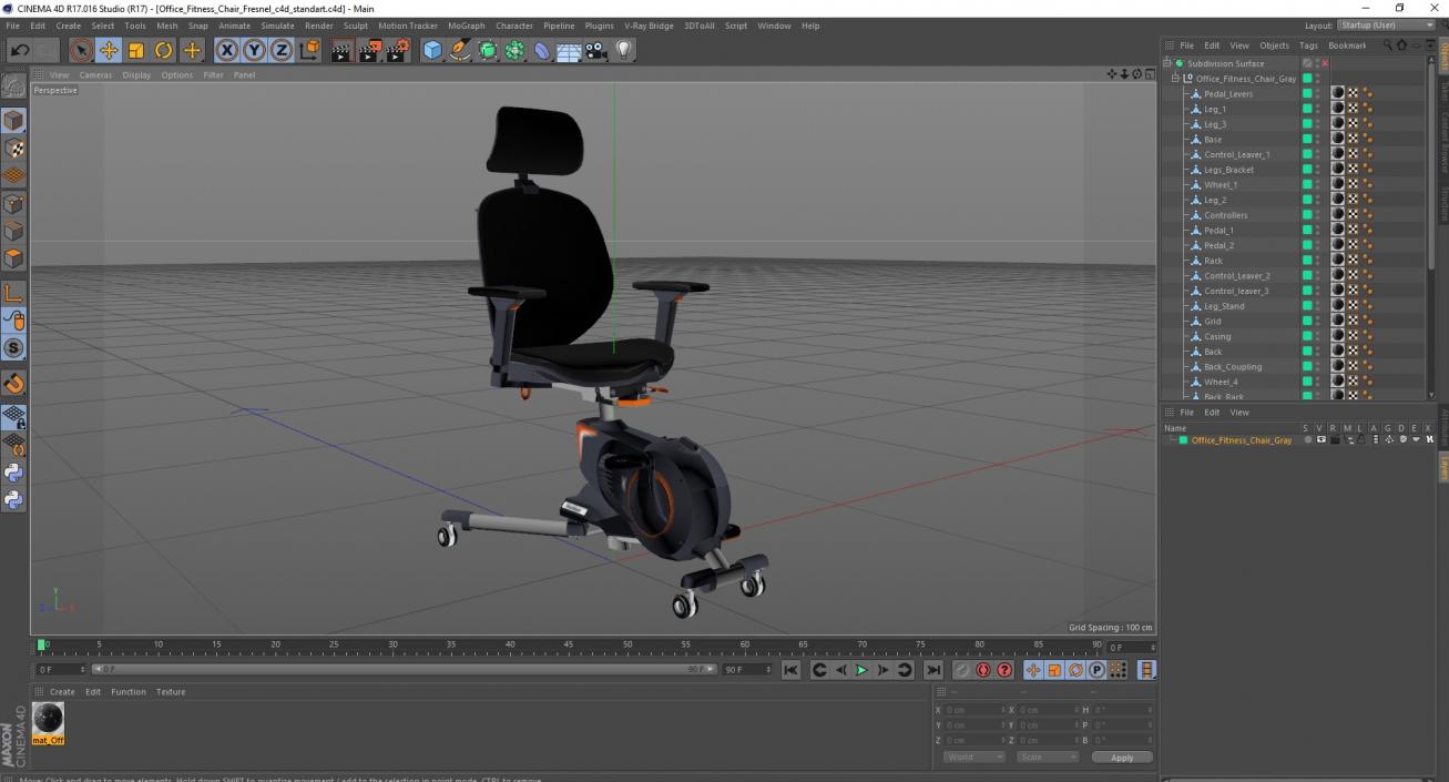 3D model Office Fitness Chair Gray