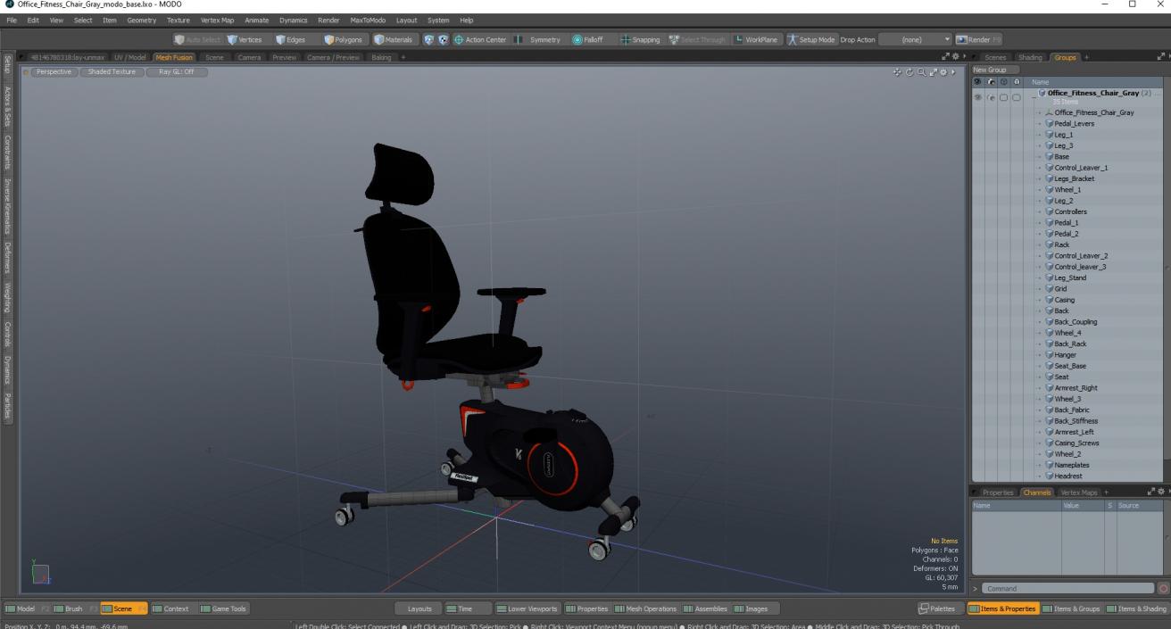 3D model Office Fitness Chair Gray