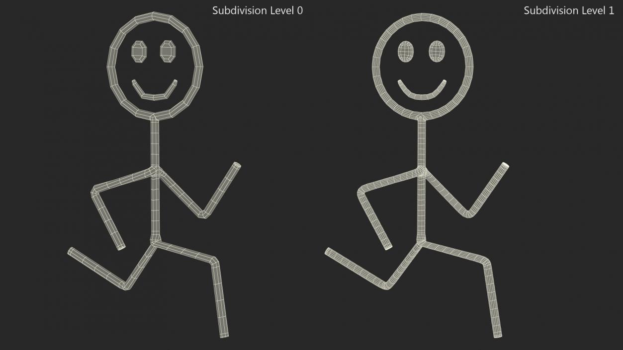 3D Stick Figure Running Pose Black