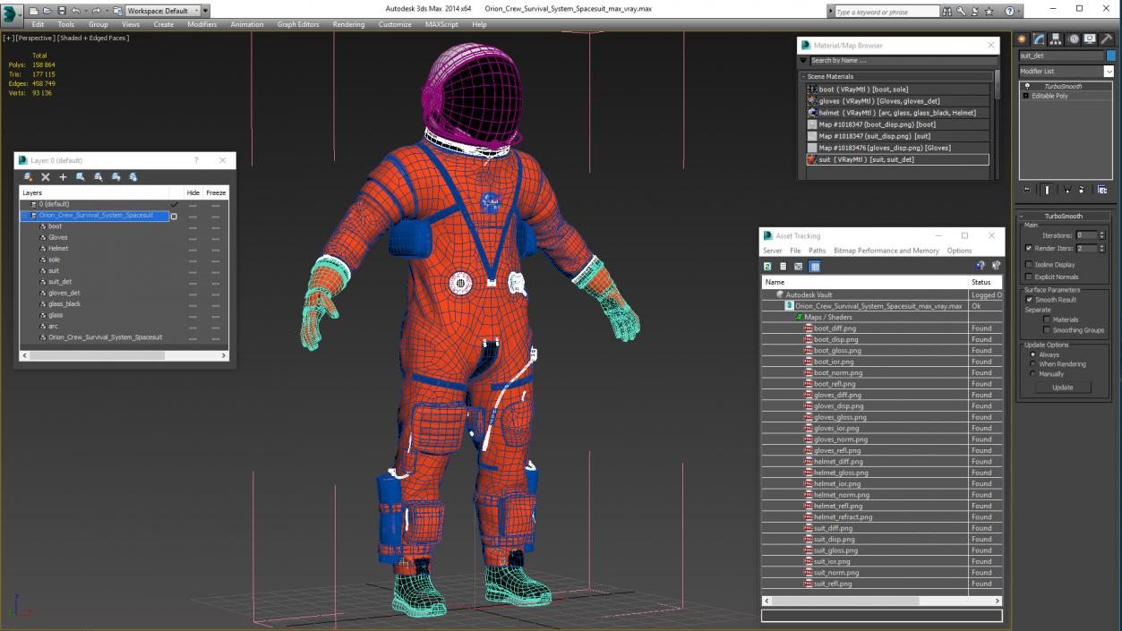 3D Orion Crew Survival System Spacesuit