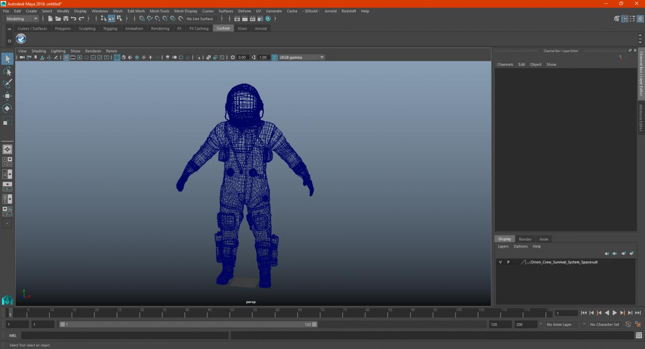 3D Orion Crew Survival System Spacesuit