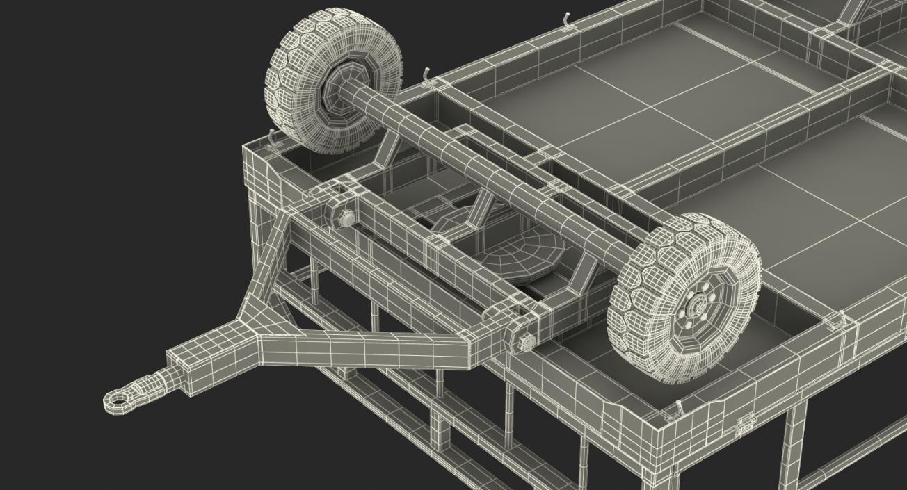 3D Airport Luggage Trolley Baggage Trailer Rigged