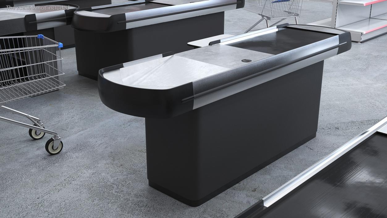 Small Supermarket Checkout Counter Grey 3D model