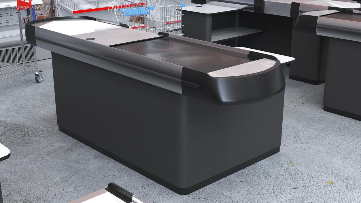 Small Supermarket Checkout Counter Grey 3D model