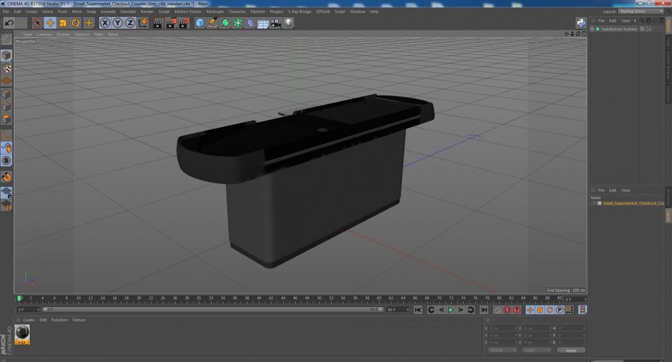 Small Supermarket Checkout Counter Grey 3D model