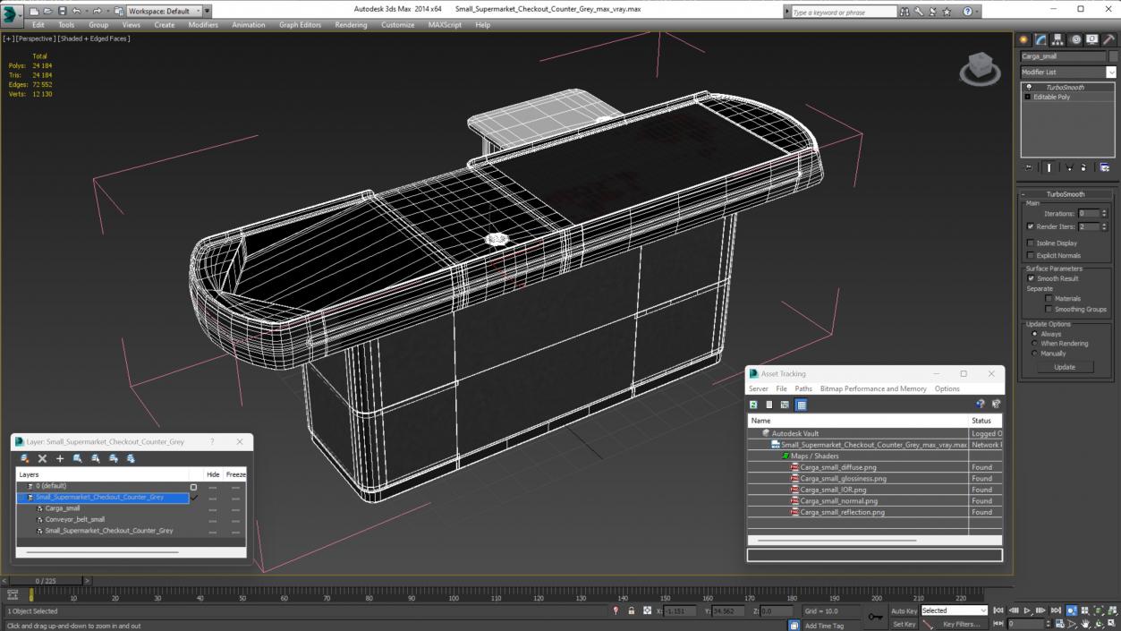 Small Supermarket Checkout Counter Grey 3D model