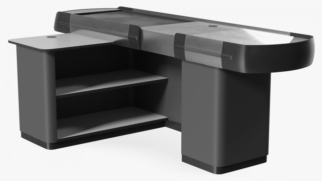 Small Supermarket Checkout Counter Grey 3D model