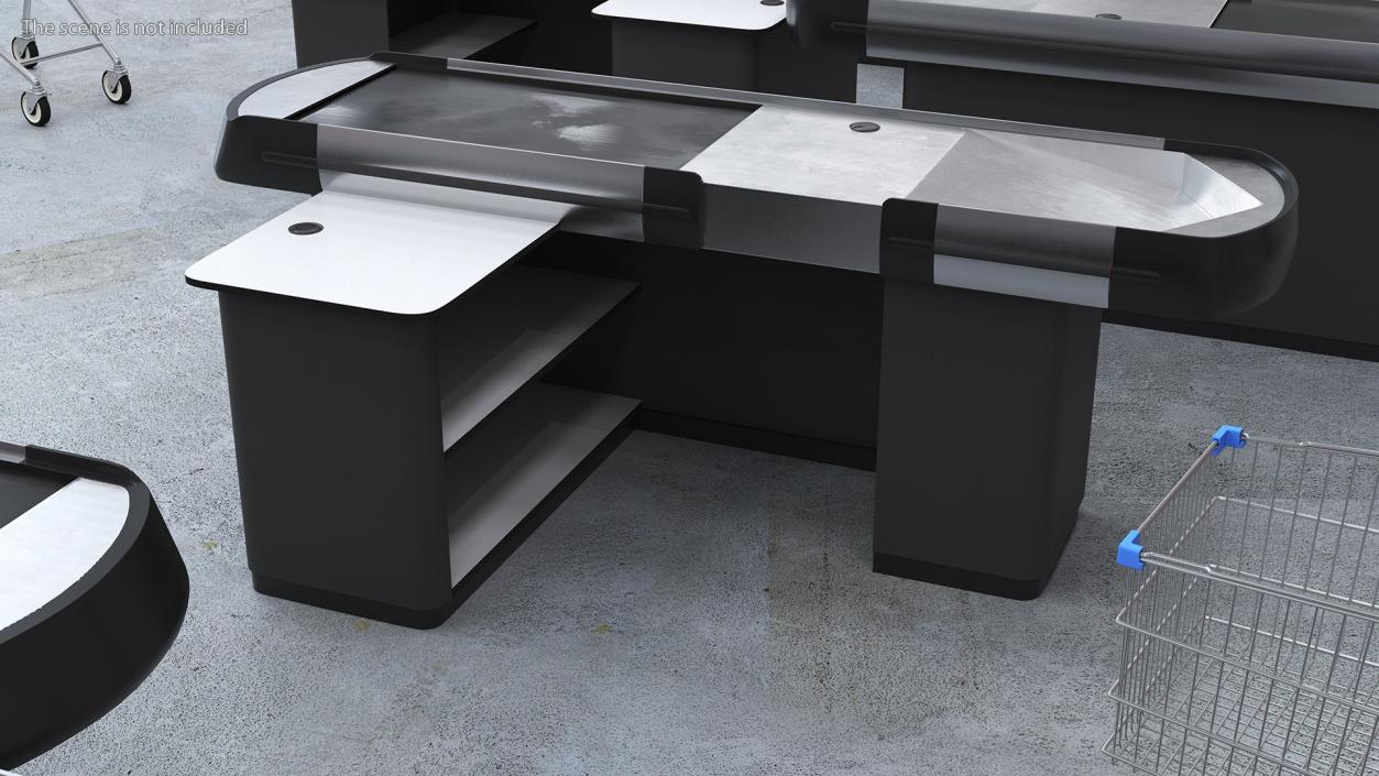 Small Supermarket Checkout Counter Grey 3D model