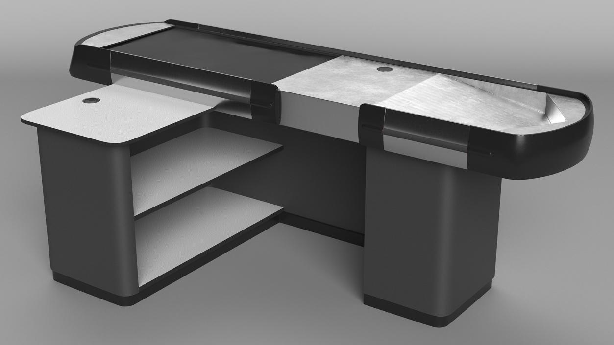 Small Supermarket Checkout Counter Grey 3D model