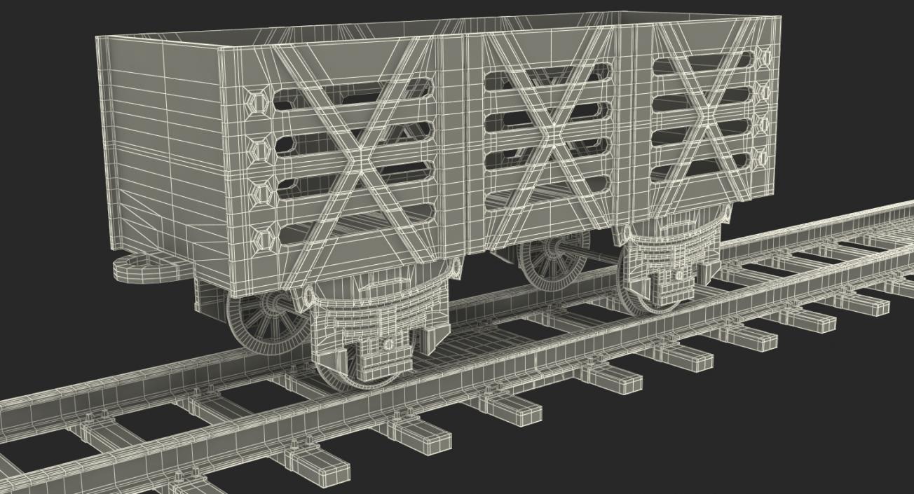 3D Toy Railway Wagon with Rails model