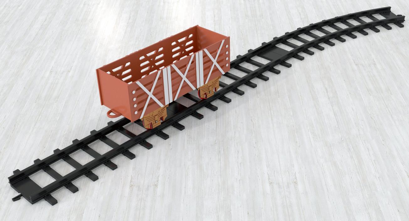 3D Toy Railway Wagon with Rails model