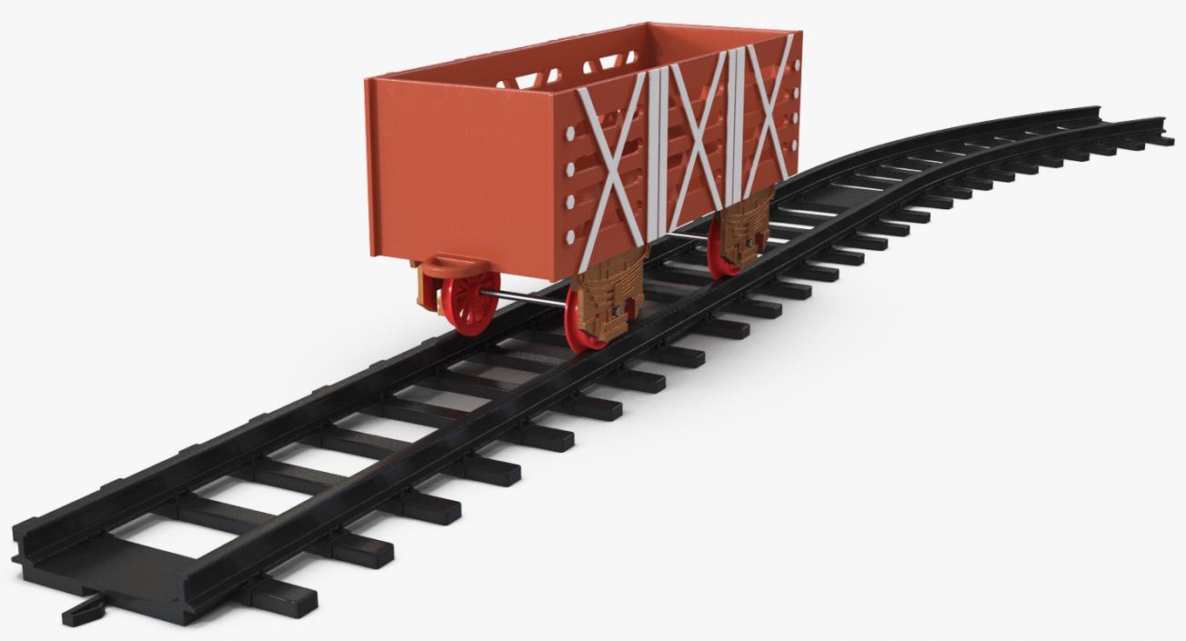 3D Toy Railway Wagon with Rails model